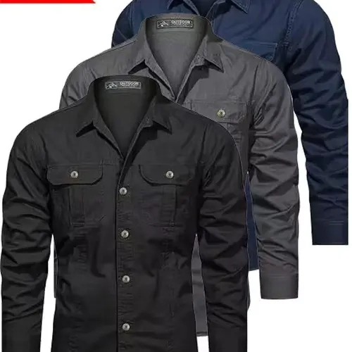 3-pack men’s solid-color long-sleeve shirts, regular fit, casual button-down tops suitable for office and business settings, all-season wear, casual slim-fit shirts,back to school,back to school shopping