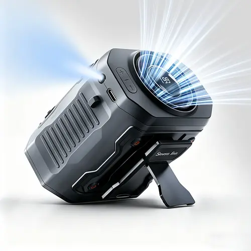 HOOYS Portable Clip-On Flashlight+Handheld Fan, 199-Speed Adjustable, Waist Clip, Power Display, USB Port, 3600mAh USB Rechargeable, Easy to Carry for Outdoor Camping, Indoor Use,back to school,back to school haul