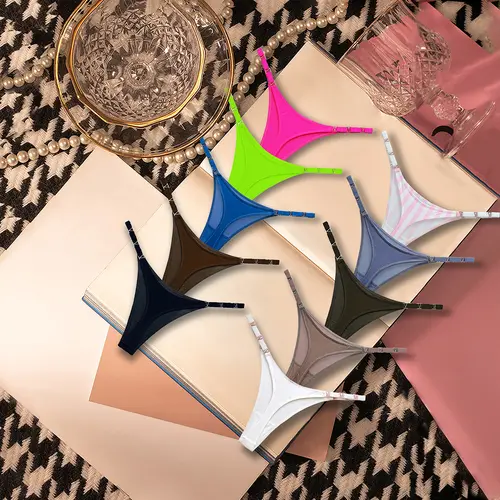 JROZXF Women's 5-Piece Knitted Solid Panties Underwear Set - Stylish Belt with Metal Accents, High-Quality Breathable Skin-Friendly Silky Fabric, Ideal for Romantic Beach Outings & Everyday Wear