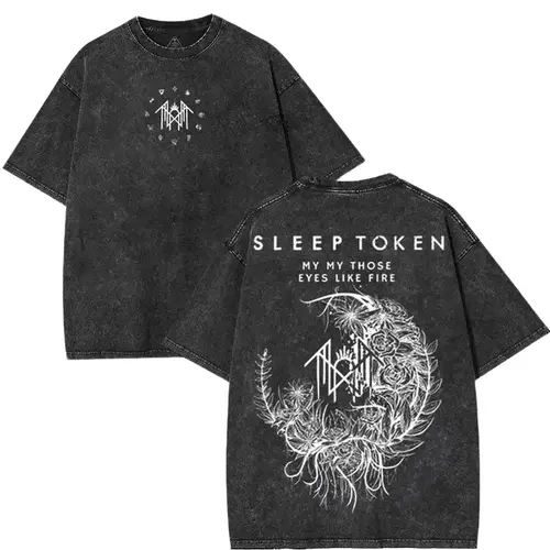 Sleep Token Flowers Heavy Metal Gothic Y2K Oversized Music graphic tees Acid Washed Tshirts, otg clothes sleep token merch  men gifts Cotton Fabric Menswear Top Streetwear Gamis Casual Tropical Crew Neck