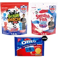 Red, White & Blue Cookie and Candy Variety Pack | OREO Firecracker Pop Cookies, SOUR PATCH KIDS and SWEDISH FISH Bulk Candy