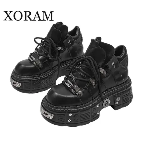 Men's Retro Vintage Leather Ankle Boots - Punk Style Statement Shoes with Bold Metal Accents, Buckle Detail, Casual Street Footwear 561203