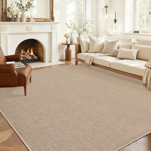 Garvee Washable rug Low-pile Non-shedding Neutral Solid Color Printed Carpet Ultra-thin and Foldable for Bedrooms Living Rooms Children's Rooms Laundry Rooms and Entryways