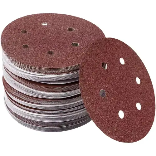 50 count 9 Inch 6 Hole 120 Grit Drywall Sanding Discs - 9" Hook & Loop Oxide Sander Disc Grinding Abrasive Sandpaper for Powe Drywall Sander Furniture Finishing