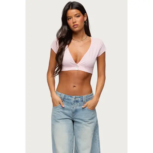 Cecey Button Up Crop Top