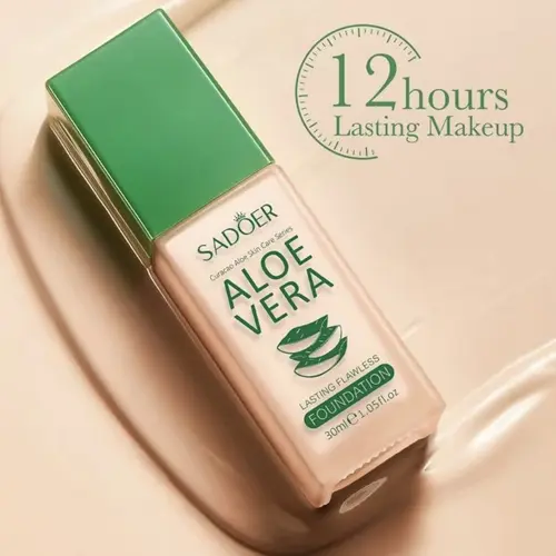 Hydrating Aloe Vera Liquid Foundation - 02# Ivory White, Pore Concealing, Weightless, Smoothing, Long-Lasting Makeup for Youth Makeup Routine, Foundation Routine, Even Skin Tone, Natural Look, Flawless Base, All Skin Tones