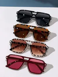 【Black Friday】4 Pairs Multicolor Trendy Casual PC Frame Sunglasses, Dual Bridge Square Eyewear, Retro Hong Kong Style, Ideal for Daily Commute, Street Photography, Vacation Photoshoots and Dates