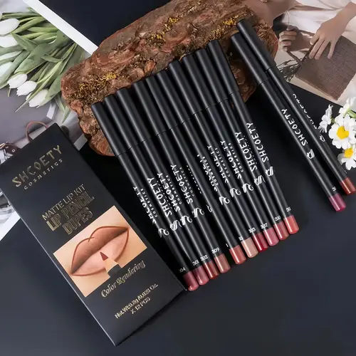 Easy Coloring Lip Liner Pencil Set, 12pcs/box Matte Lip Liners, Long-Lasting Matte Lipliner for All Occasions, Lip Makeup Cosmetic Kit, Lip Product, Lipstick Liner