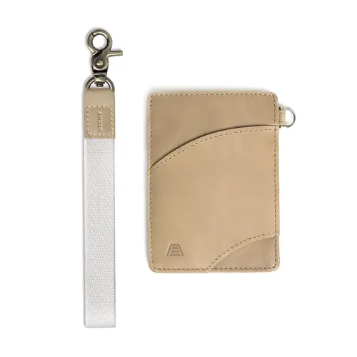 Women's Minimalist The Ari Wallet, Daily Carry Design with Elastic Back, Front Pocket for Quick Grab, Leather Applique Adds Edge