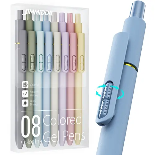 Jimmidda Colorful Gel Pens - 8 Pcs with Fidget Ball - Quick Drying Ink & Smooth Writing - 0.7MM Medium Point - Ergonomic Grip - Ideal for Journaling & Note Taking - Vintage Design - Perfect Giftgel ink pens，fidget pens，nurse gifts summerwins