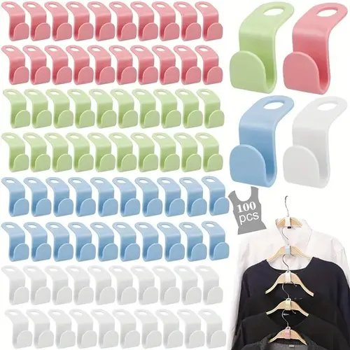 Hanger Connector Hooks for Clothes Storage, Space Saving Organizer, Space Saver Hangers,Hangers Accessory Light Hanging Plastic Green Randomly in multiple colors,dorm room inspo,college dorm essentials,dorm haul