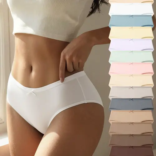 HOTCOM Random 10/7 PCS Cotton Panties for Women Seamless Underwear Outfit Maternity Basic Minimalist Comfortable Bikini Briefs XS-XXL Size