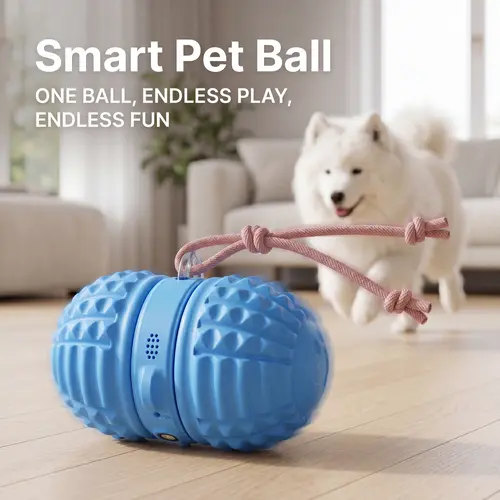 SmartWell Smart Interactive Dog Toy Motion Activated Moving Ball with 25 Second Voice Recording Quiet Mode for Small and Medium Dogs Indoor Play