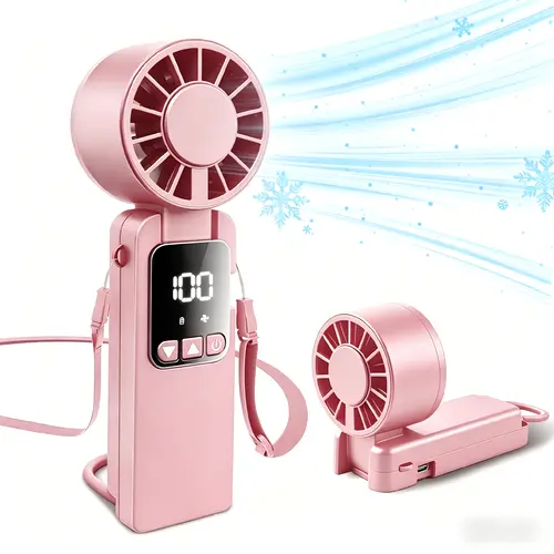YeeWhale Portable Handheld Fan, 6000mAh Rechargeable Mini Personal USB Fan with LED Display & Foldable Design, 199-Speed Powerful Battery Operated Travel Fan for Women, Outdoor, Office,dorm essentials,home essentials