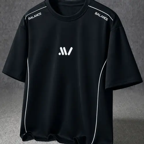 Men’s black functional athletic T-shirt; street functional sporty casual style; clean fit; minimalist black functional T-shirt; minimalist relaxed fit; best-selling black functional T-shirt; streetwear styling; mature outdoor style; everyday wear/light ac