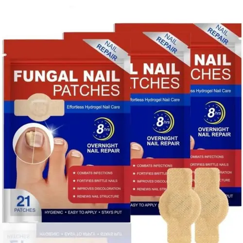 Fungal Nail Patches – 21 PCS Toenail & Fingernail Treatment, Gentle & Long-Lasting, Antifungal Repair Patches for Damaged, Discolored Nails, Nighttime or Daily Use, Unisex & Easy to Apply
