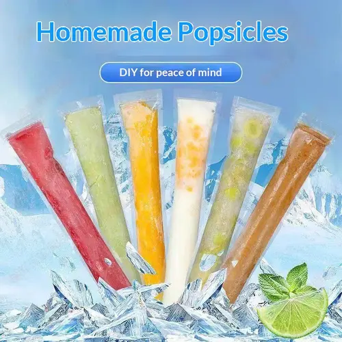 100-Pack Disposable Transparent Popsicle Mold Bags - Leakproof Zip-Seal Freezer Tubes with Silicone Funnel, 100-Pack Value Kitchen Utensil for Freezing Juice, Lolly Making (Zip-Seal Keeps Juice Fresh)