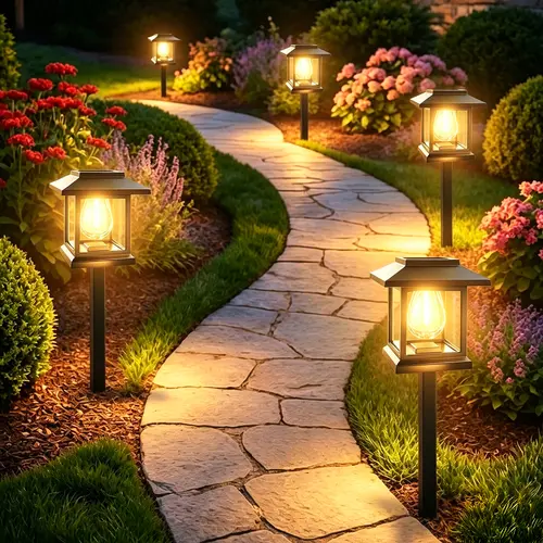 Black Waterproof Solar Pathway Lights - Outside Patio & Landscape Lighting for Walkway, Lawn, Garden Décor, Camping Essentials, Camping Gear, Outside Patio Lights, Solar Powered Lighting, Outdoor Deck Lights, Light Posts For Outside