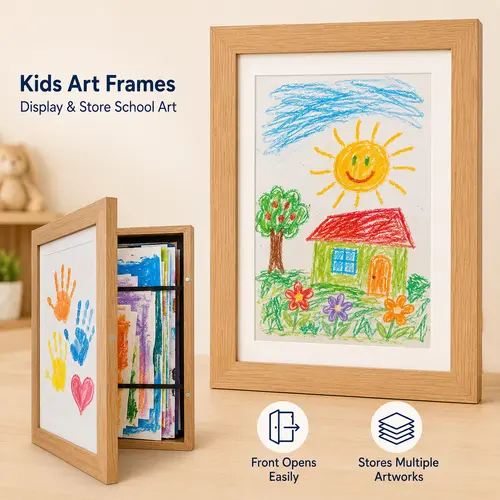 Framenow Minimalist Rectangular Kids Art Frames, 8.5x11 Front-Opening Magnetic White Wall Frames for Children’s Artwork Storage, Beautiful Wall Decor for Home Supplies, Room Art, 8.5 X 11