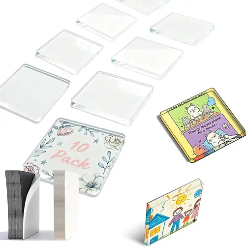 30-Pack 2"x2" Transparent Acrylic Magnetic Frames Set - Adhesive-Backed Square DIY Crafts Fridge Magnets, Home Decor Photo Frames for Kitchen, Office, Gift, Classroom