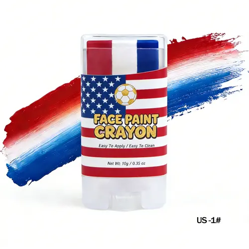 Patriotic Red White Blue Bold Non-Toxic Waterproof Lightweight Compact Gentle Cosmetic Face Paint Stick Tube for Sensitive Skin Adults - 4th of July, Sports Events - Beauty & Personal Care Body Makeup Accessory, Crayon