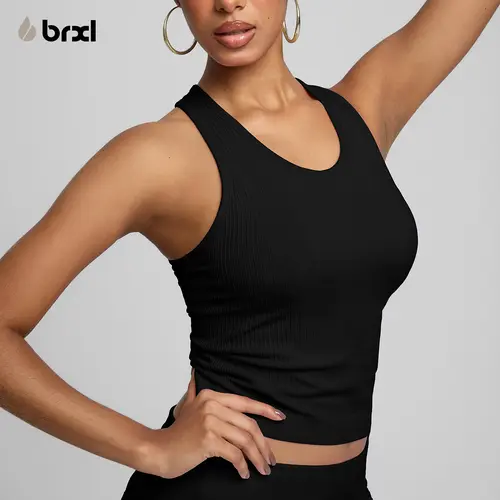 BRXL【Discount for live】Womens Workout Racerback Tank Tops Seamless Athletic Sleeveless Yoga Shirts with Built in Bra Casual Gym#Summervibes-brxl-3