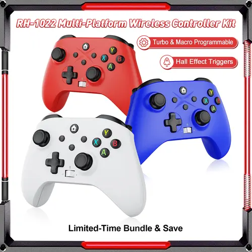 RH-1022 Xbox Series X Multi-Platform Wireless Controller for Xbox One/Series X|S, Switch, Windows 10/11, Hall Effect Triggers, Turbo & Macro Programmable Gamepad with RGB Battery Indicator, 3-Way Connectivity summerwins