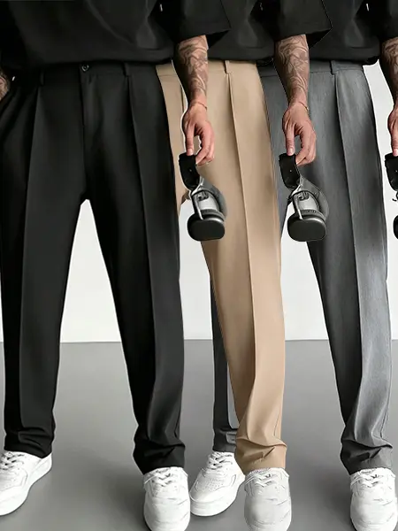 Stylish Men’s Wide-Leg Trousers, Versatile Summer Outfits for Men’s Fashion, Casual & Formal Wear for Everyday Use Pants Beige Beige