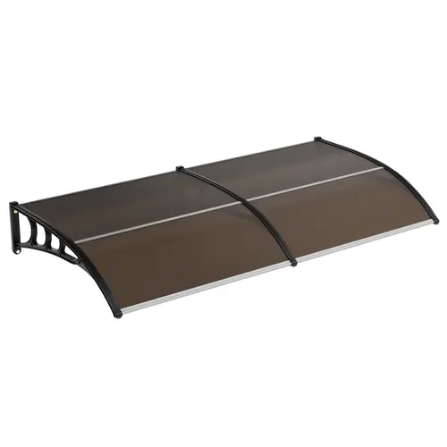 40 x 80 Inch Polycarbonate Door & Window Awning Canopy, All-Weather UV Rain Snow Sun Protection, Durable Plastic-Steel Support Bracket, Exterior Shelter for Home Window & Front Entrance, Brown