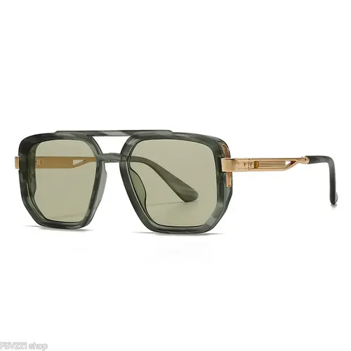 Unisex Aviator Sunglasses - Double Bridge Frame with Gold Accents, Lightweight Classic Design, Olive Black Gradient Brown Blue Lenses, for Outdoor Activities, Sunglasses For Women, Men's Sunglasses