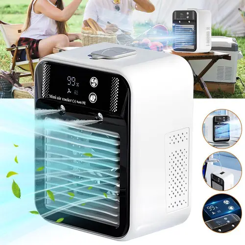 Portable Air Conditioners, Rechargeable Mini Cooling Fan Evaporative Air Cooler With 2 Speeds, Unit 2 Cool Air Spray, Digital Display, Portable AC Fan for Bedroom Office Camping#fathersdaygift