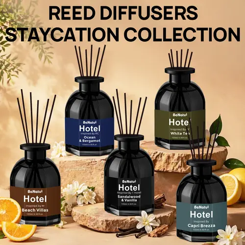 Benatu Hotel luxury Essential Oil Inspired by R-Carlton Ocean & Bergamot, My Way, Beach Villas, White Tea Reed Diffuser Oils 4.5 fl oz Long-lasting fragrance
