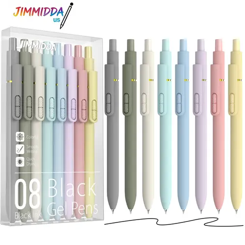 Jimmidda 8 Count Morandi Aesthetic Gel Pens with Fidget Toy Ball, 0.7mm Medium Tip Black Ink Pens, No Bleed Quick Drying Smooth Writing Pen, Ergonomic Grip for Student Teacher Office Daily Use,back to school,back to school haul