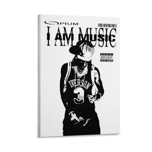 "I Am Music" Album Cover Art Poster - Stylish Trap Music Wall Art Canvas Print - Street Aesthetic Home Decor Bundle with Bedroom,Cool,Men's Room Picks & Room Essentials - Hip-Hop Fan Gift, Bedroom Decor