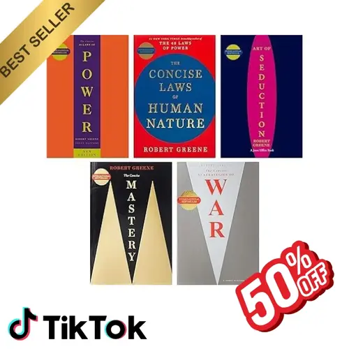 Robert Greene High-Quality 5-Book Concise Set (English, Soft Cover) for Personal Development, Strategic Thinking & English Learners – Includes 48 Laws Of Power, Laws Of Human Nature, Mastery, Art Of Seduction, 33 Strategies Of War