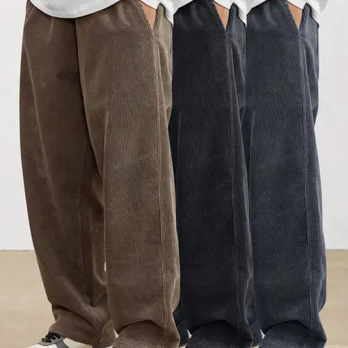 3-Pack Men’s Summer Corduroy Straight-Leg Pants — Casual, Loose, Versatile Athletic Style