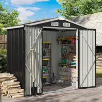 Aoxun Metal Garden Shed - Heavy-Duty Outdoor Storage Shed with Sloped Roof, Lockable Door for Added Security, 200x188x123cm Weatherproof Build for Ample Storage, Easy to Assemble for Patio Lawn Backyard, Black