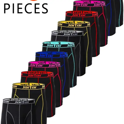 12-Piece Men's Novelty Contrast Binding Boxer Briefs, Comfortable High Stretch Boxers, All-Season Casual Fitted Underwear