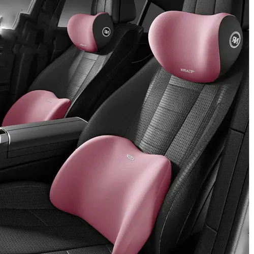 NIRACL Car Neck and Lumbar Pillow Set, Auto Accessories, Car Interior Accessories, Memory Foam Support Cushions for Neck Pain Relief, Black Relaxation Pillows