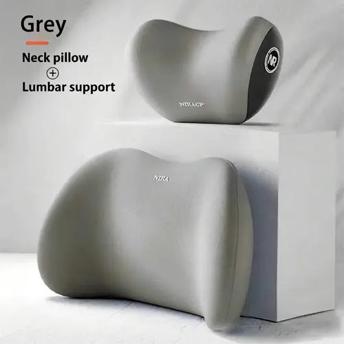 NIRACL Universal Car Neck & Lumbar Pillow Set, Comfortable Memory Foam Auto Accessories with Lumbar Support, Wide Compatibility for Car Driving