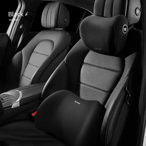 NIRACL Car Driving Car Pillow Set Neck and Waist Black Foam Neck Pillow Memory Lumbar Pillow