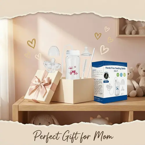 New 3-In-1 Wide-Neck 300ML Bottle Set, Feeding Bottle, Milk Storage Bottle, Pacifier, Straw Brush, Multi-Functional Milk Bottle with Gravity Ball