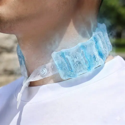 Reusable Summer Cooling Neck Band, Ice Neck Cooler for Eyes, Neck, Hands, Portable Adjustable Ice Ring, Outdoor Activity Cool Down Device, Cold Pack