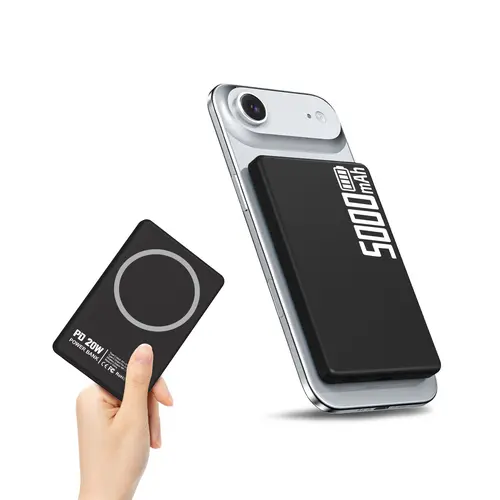 Ultra-thin Magnetic Power bank, Aluminum Powerbank 15W Wireless Charging and 20W USB C Fast Charging, 5000mAh Portable Battery Pack, Portable Charger Compatible with iPhone 17/16/15/14/13/12 Pro/Pro Max