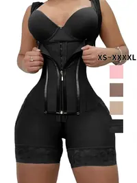 Colombian Faja Women's Shapewear Bodysuit with Zipper, High Waist Tummy Control, Plain Casual S-Curve, Waist Training Garment Underwear