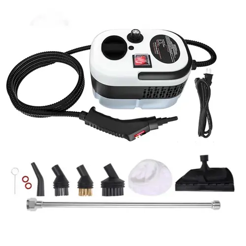 Portable Handheld Steam Cleaner - 10 Accessories, Adjustable Levels, Fast Heat-Up, High Pressure, Ergonomic Grip, Safe and Effective Cleaning for Boating, Household Multi-Surface Use, Office, Crevice Tool