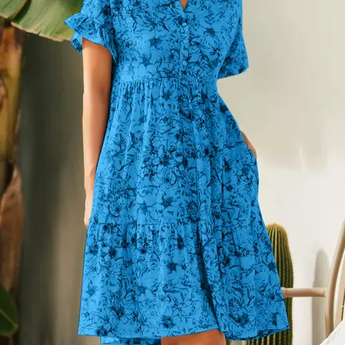 Women's Sweet Style Boho Ditsy Floral Short Dress, Bohemian Daily Wear, Summer Casual Long Skirt, Comfortable, Stylish and Feminine, Perfect for Daily Wear, Bohemian Style Dresses