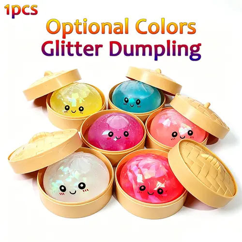 Glitter Dumpling Squishy with Box - Squishies Soft Fidget Sensory Toy for Stress Relief & Decompression, Party Bag Gift for Festive Occasions, Mid-Year Sale Restock Deal, Tactile Squishy Play, Decompression Squeeze