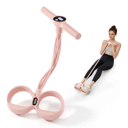YOTTOY Unisex Smart Pedal Puller with Digital Rep Counter, 35 lb TPR Elastic Resistance Bands with Handles for Beginners, Portable Stretching Gear for Home, Pilates, Office, Lightweight Strength Training Equipment with Travel Bag
