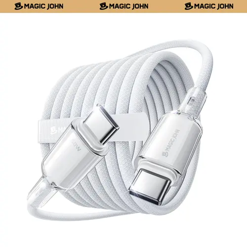 MAGIC JOHN 60W USB-C to USB-C Cable, 4FT Nylon Braided Fast Charger Cord, 480Mbps Data Transfer, Durable USB Type C Charging Cable for iPhone 15, MacBook, iPad Pro, Samsung Galaxy